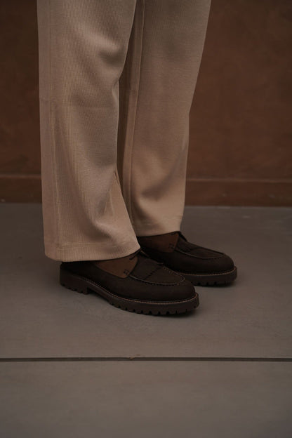LEATHER MOC-TOE SHOES