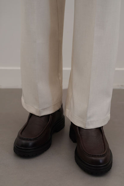 LEATHER MOC TOE SHOES