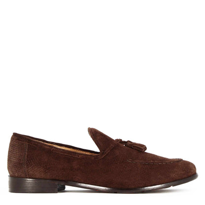 Handmade suede moccasin with brown tassels