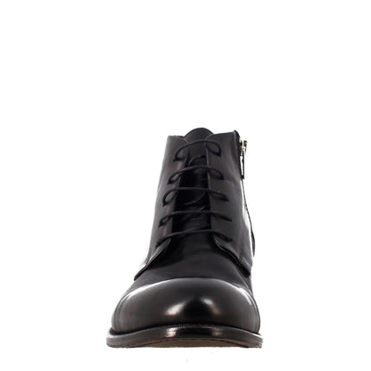 Men's elegant vintage black leather ankle boot